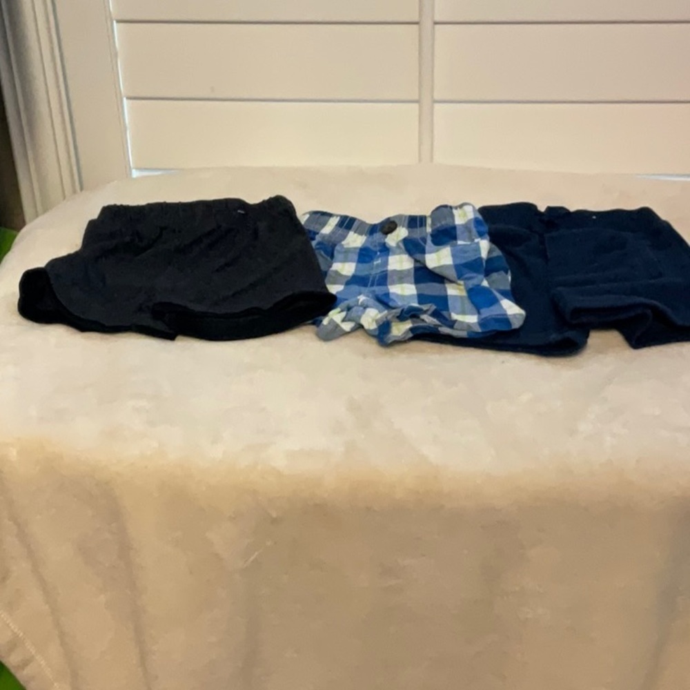 Kids Blue Plaid and Navy Shorts Set